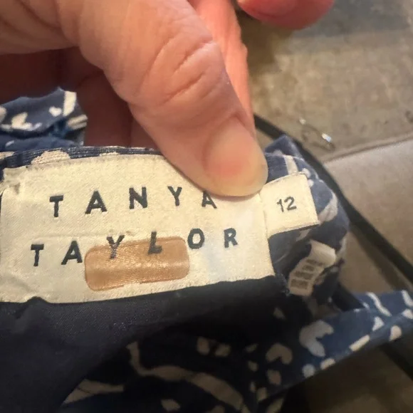 Tanya Taylor Navy and White Printed Midi Dress - Picture 2 of 7